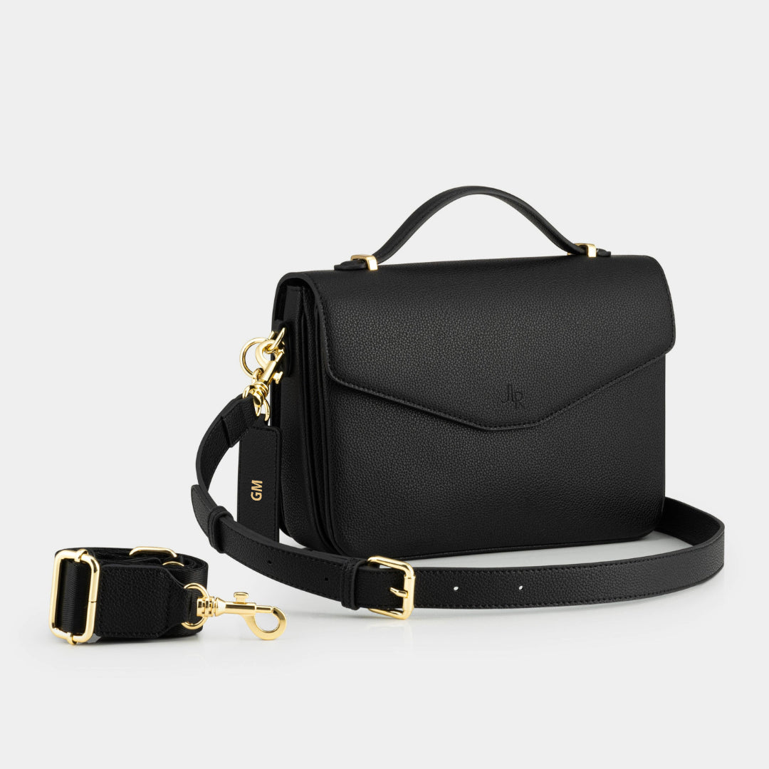 Kensington luxe leather top handle bag Black