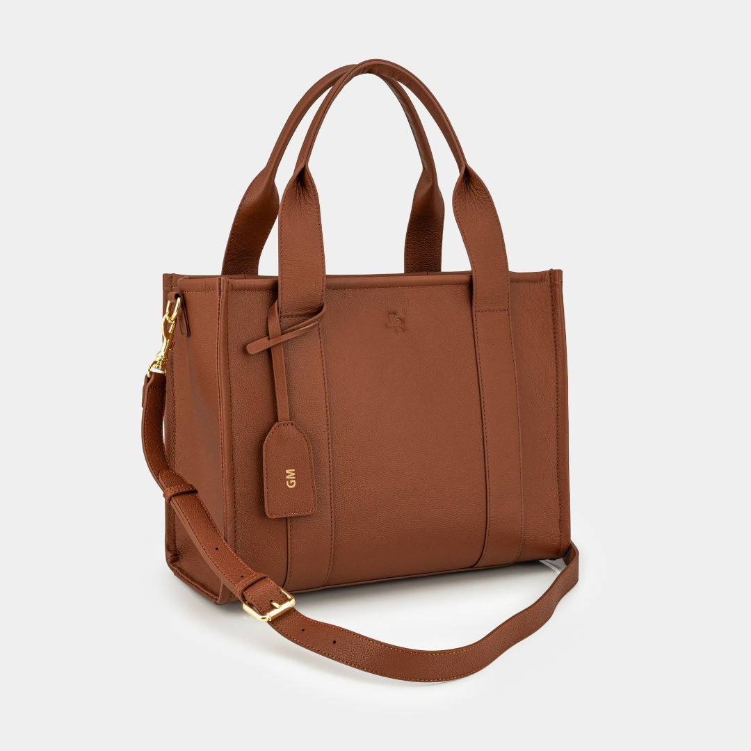 Medium Taylor Luxe leather Tote bag Tan