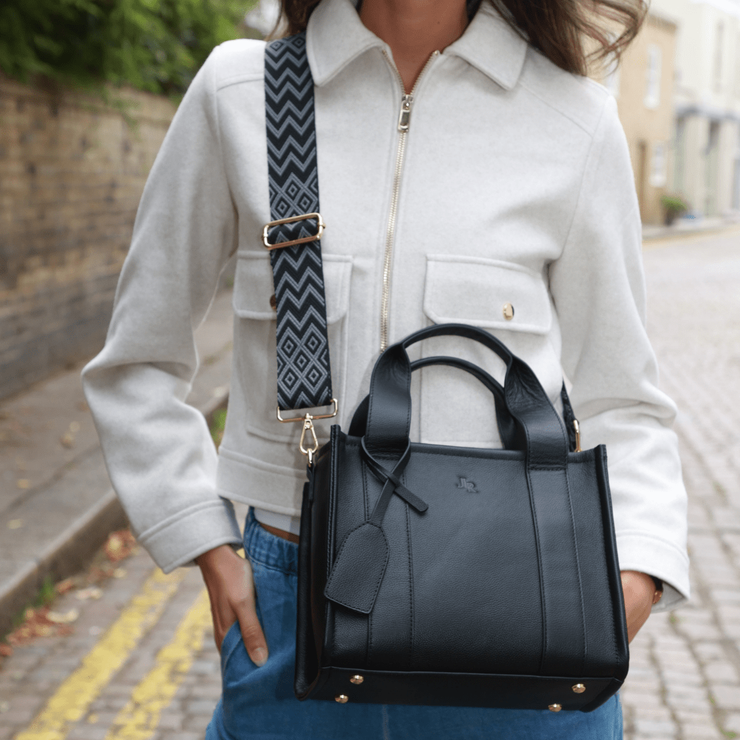 100% Leather Mini Taylor Tote - Black