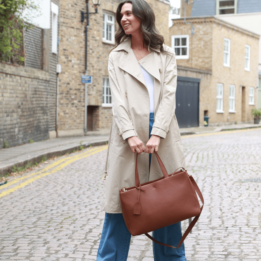 100% Leather Stella Tote - Tan