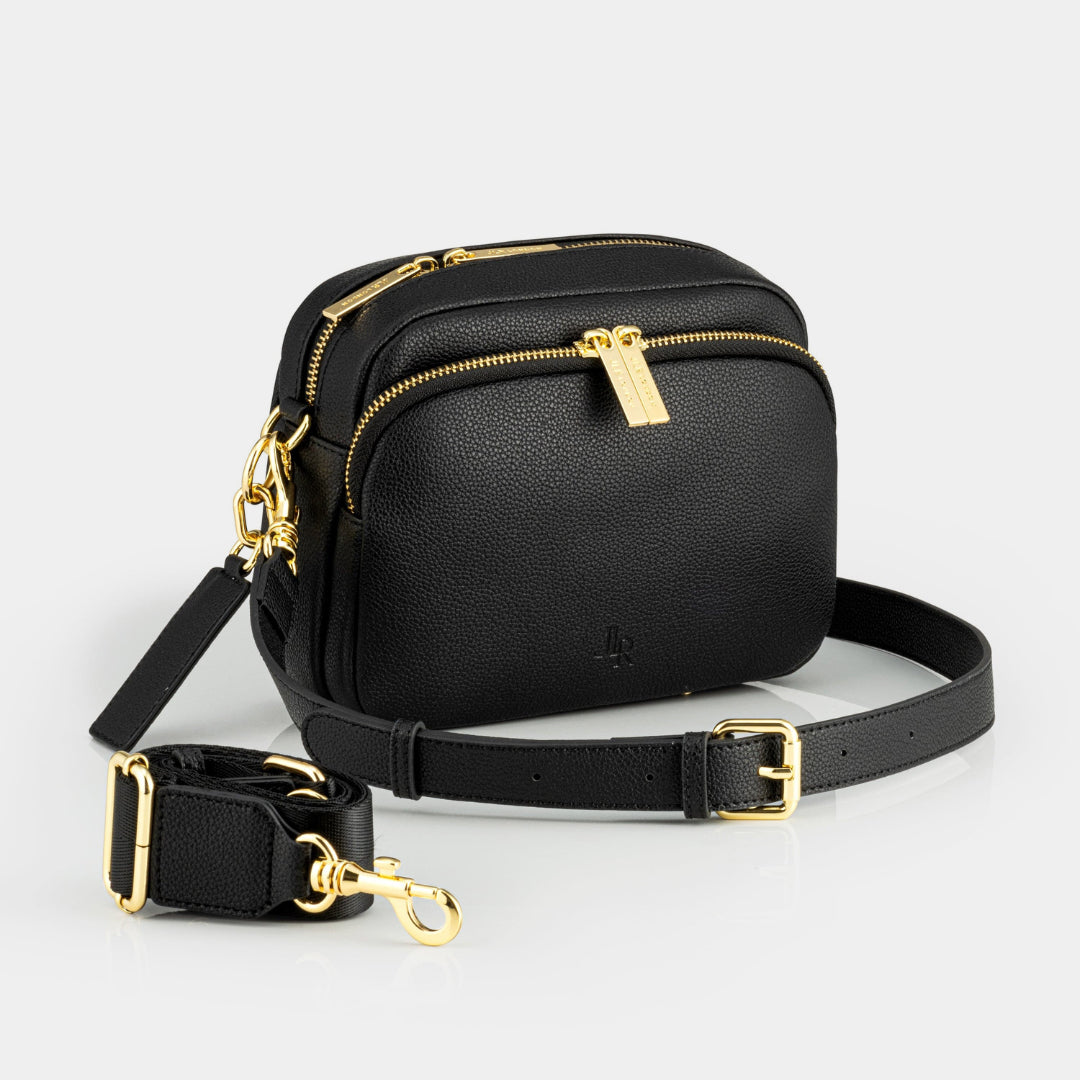 Chelsea midi crossbody luxe leather bag Black