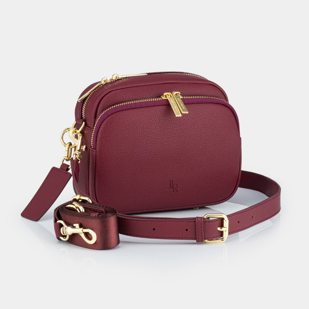 Chelsea Midi Crossbody luxe leather bag burgundy