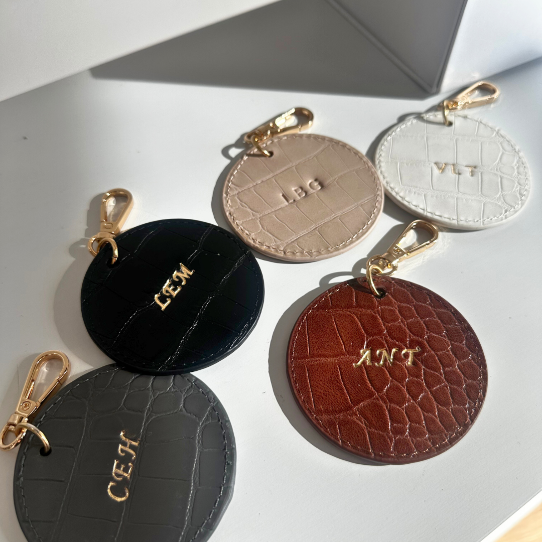 Tan Luxe Croc Circle Keyring