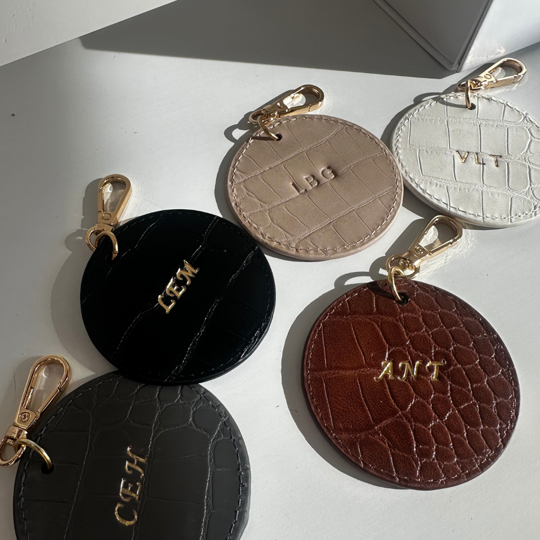 Ecru Luxe Croc Circle Keyring