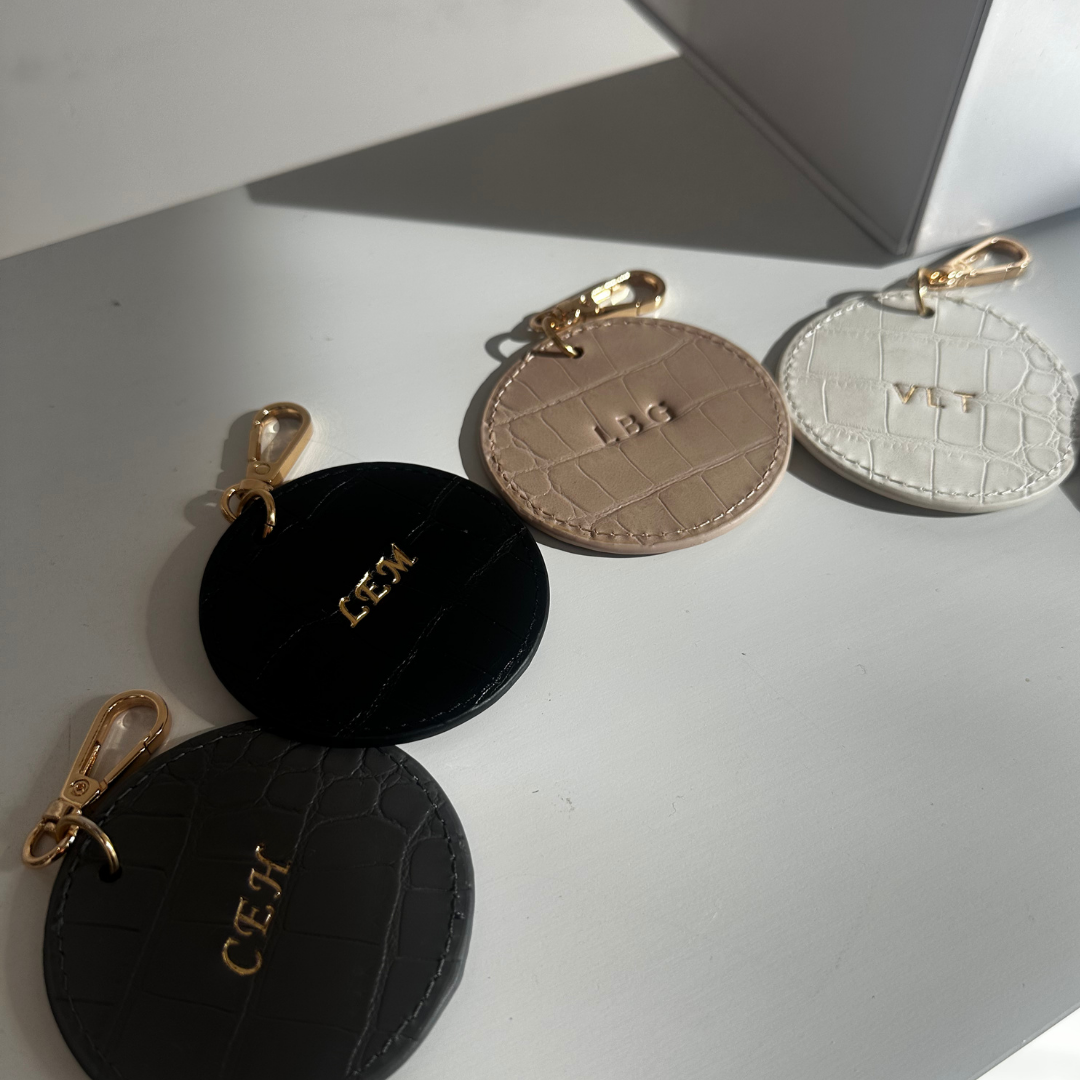 Ecru Luxe Croc Circle Keyring