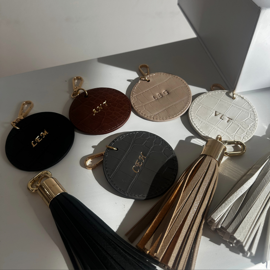 Ecru Luxe Croc Circle Keyring