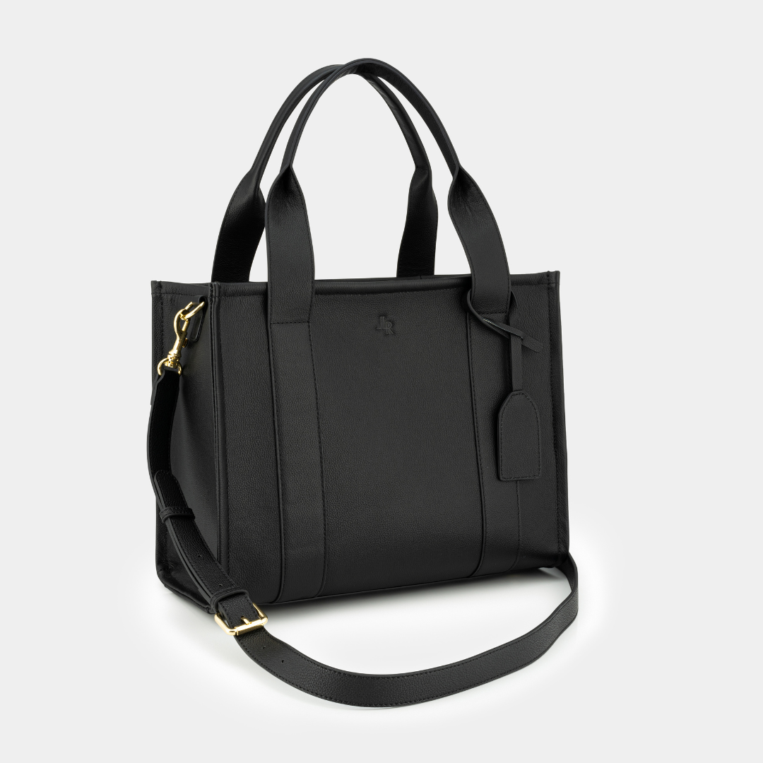 Medium Taylor luxe leather tote bag Black