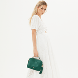 Emerald Croc Tate Top Handle Bag