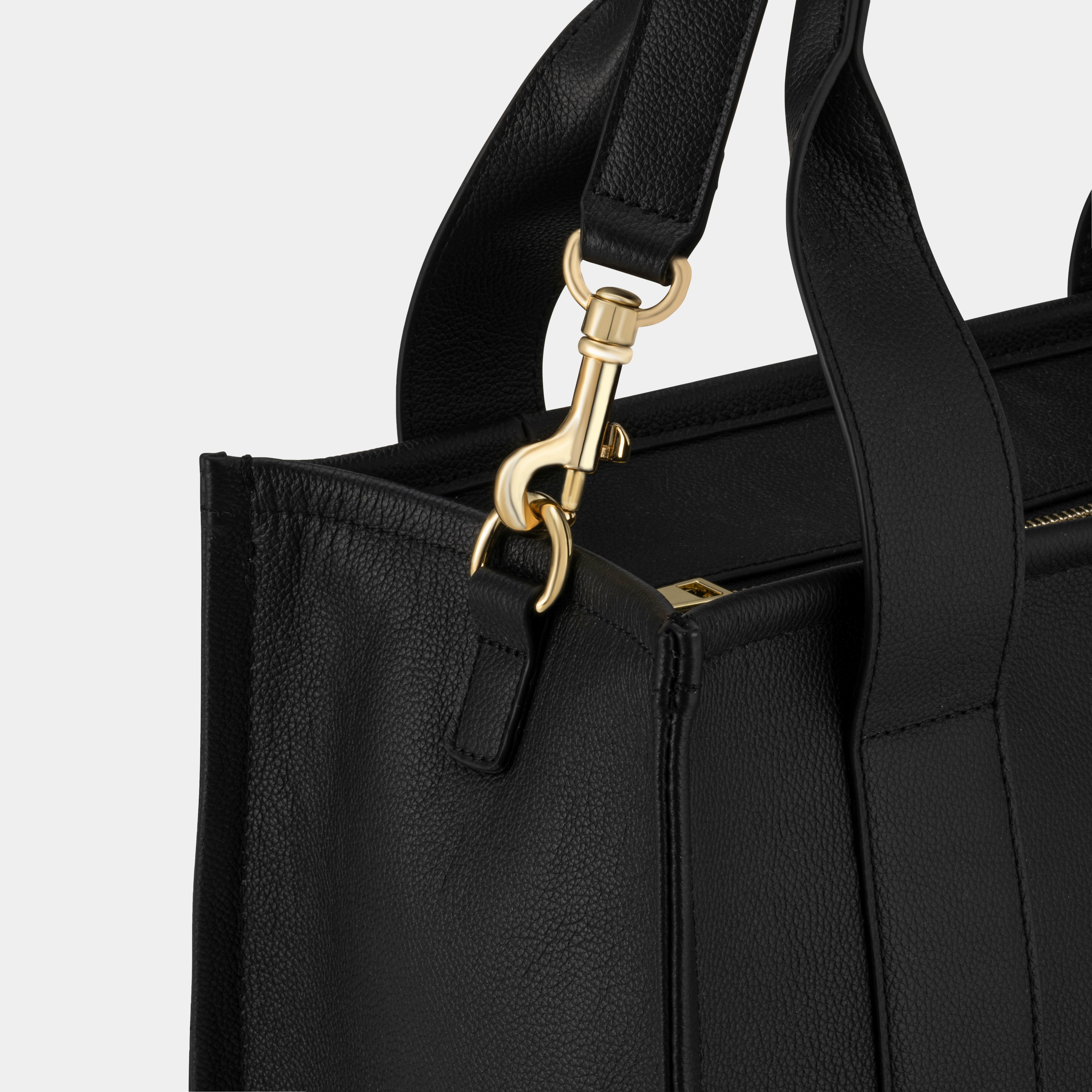 Medium Taylor luxe leather tote bag Black