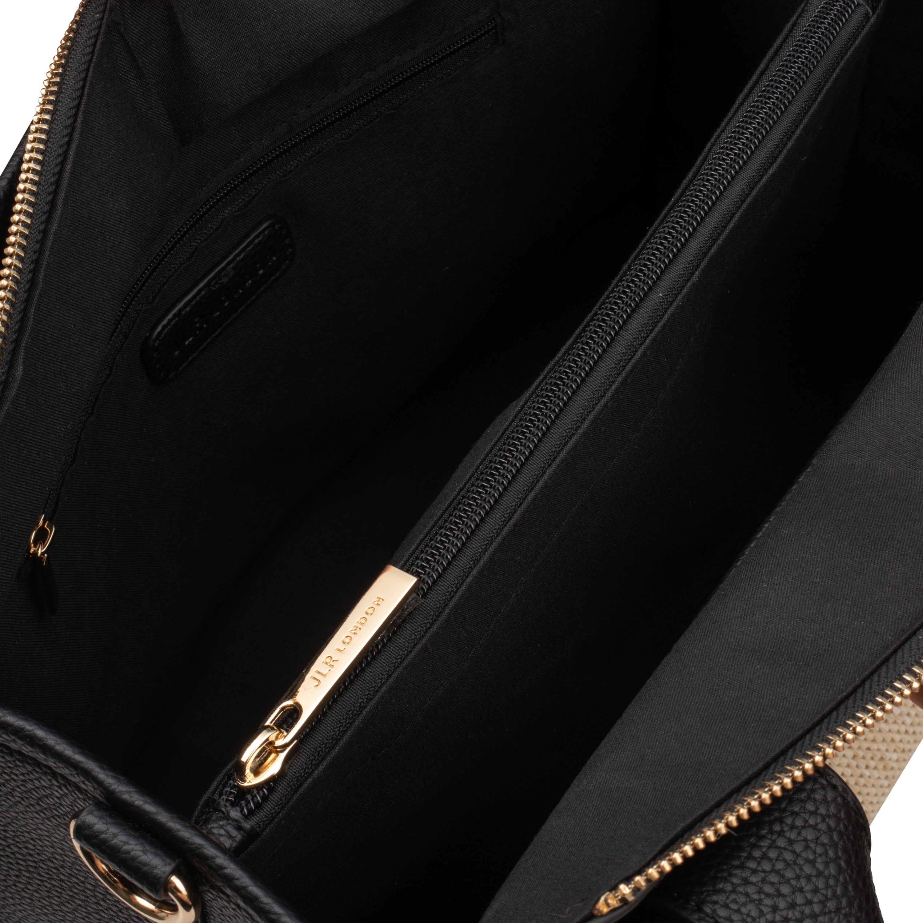 Capri Midi Black Luxe vegan leather and raffia tote bag