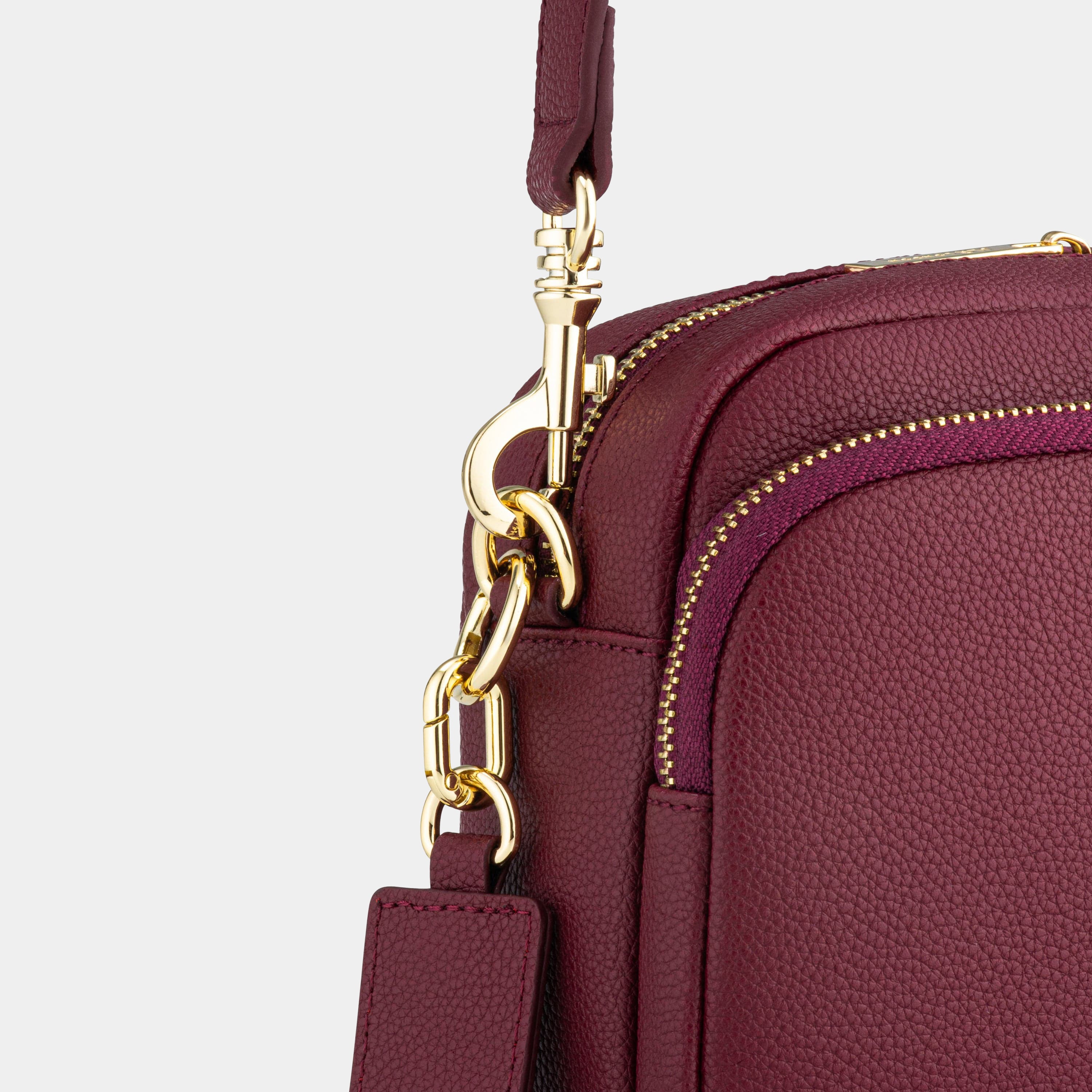 Chelsea Midi Crossbody luxe leather bag burgundy