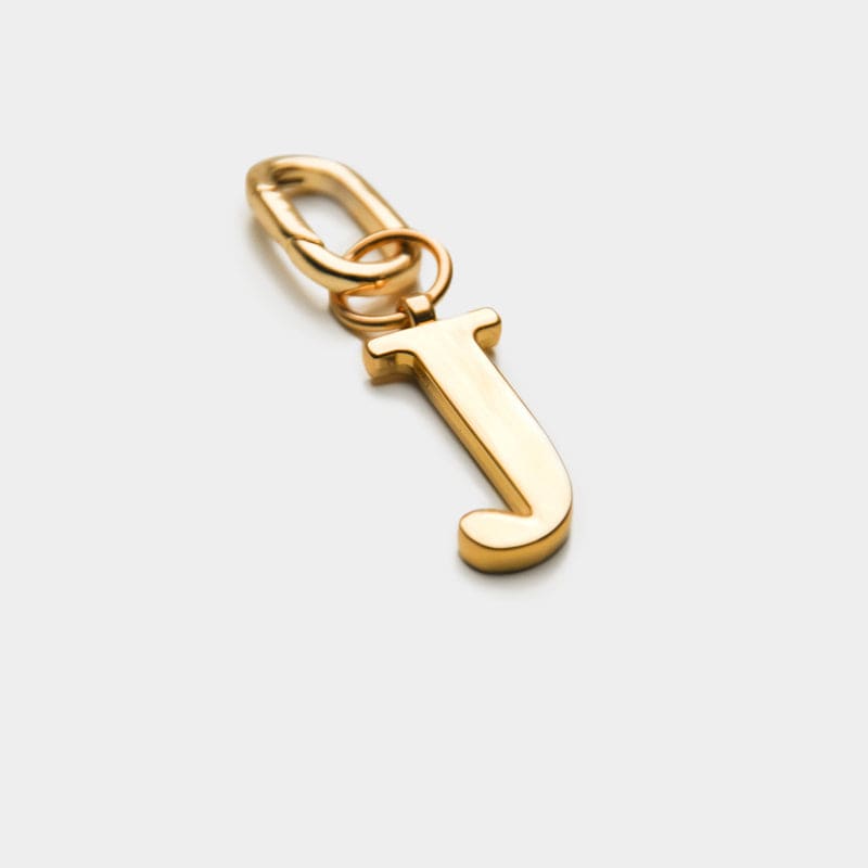 J - Gold Metal Letter Keyring