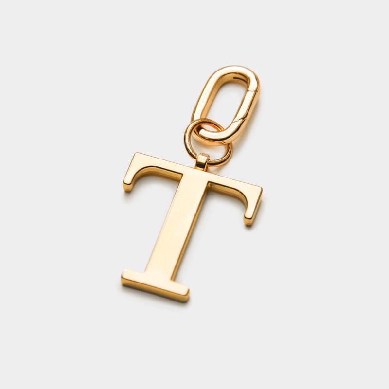 T - Gold Metal Letter Keyring