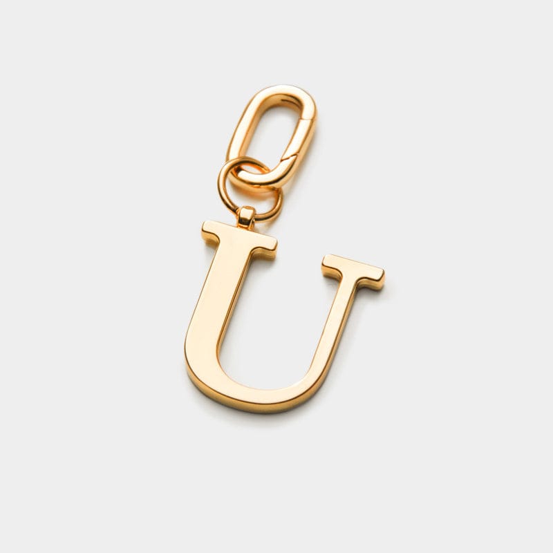 U - Gold Metal Letter Keyring