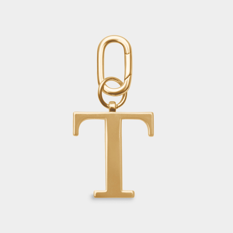 T - Gold Metal Letter Keyring