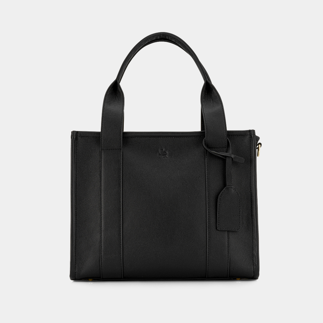 Medium Taylor luxe leather tote bag Black